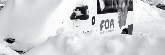 FOA Aalborgs bus med sne